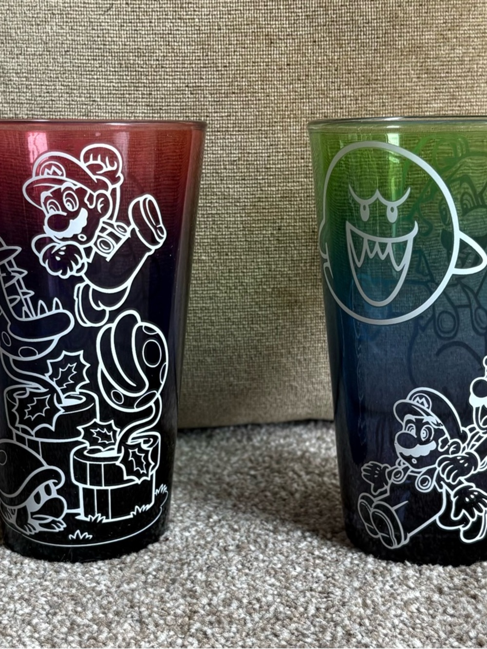 2017 Nintendo Gradient Red and Green Mario Glass Tumbler